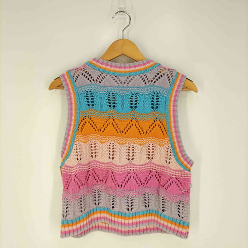 ザラ ZARA KNIT CROCHET TOP クロシェ編み コットンニットベスト レディース import:M