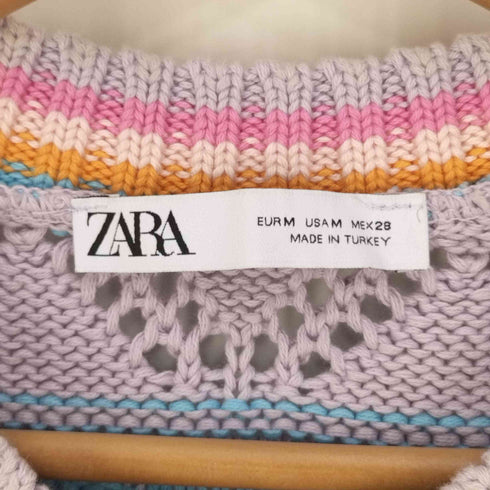 ザラ ZARA KNIT CROCHET TOP クロシェ編み コットンニットベスト レディース import:M