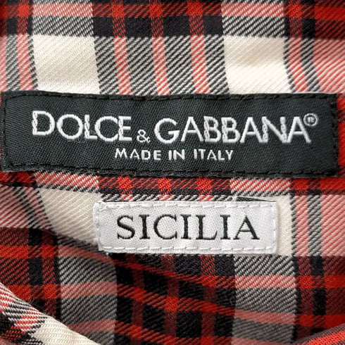 ドルチェアンドガッバーナ DOLCE&GABBANA SICILIA 切替 チェック柄シャツ メンズ 2
