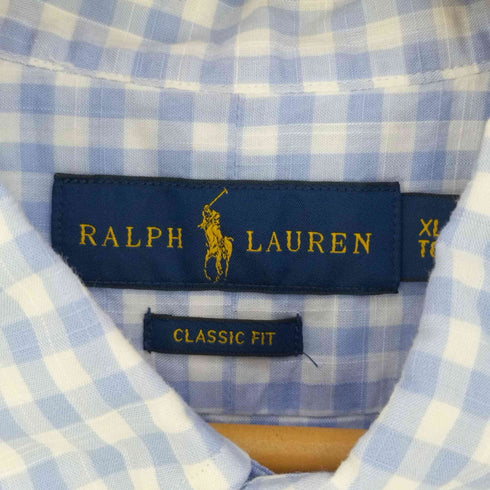 ラルフローレン RALPH LAUREN CLASSIC FIT フラップポケット ボタンダウンギンガムチェックシャツ メンズ import:XL