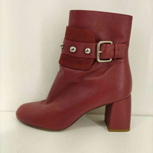 レッドヴァレンティノ RED VALENTINO MADE IN ITALY スタッズベルト シボ革 ショートブーツ VERO CUOIO レディース EUR:37