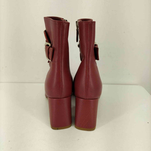 レッドヴァレンティノ RED VALENTINO MADE IN ITALY スタッズベルト シボ革 ショートブーツ VERO CUOIO レディース EUR:37