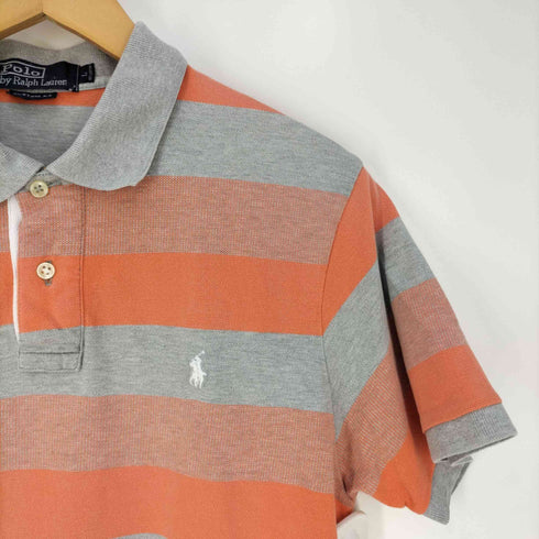 ポロバイラルフローレン Polo by RALPH LAUREN CUSTOM FIT ポニー刺繍 鹿の子 ボーダーポロシャツ メンズ import:L