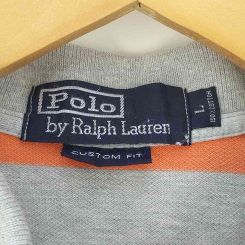 ポロバイラルフローレン Polo by RALPH LAUREN CUSTOM FIT ポニー刺繍 鹿の子 ボーダーポロシャツ メンズ import:L