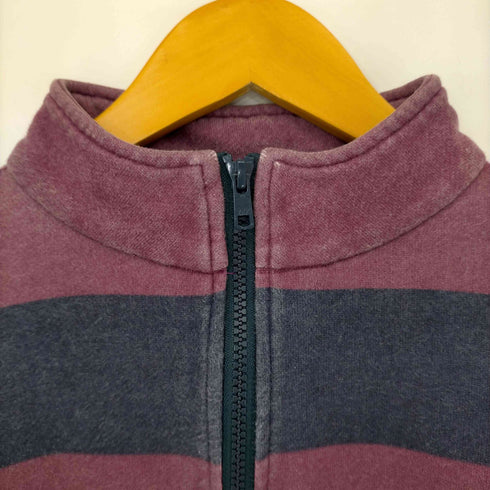 ステューシー Stussy ボーダーハーフジップスウェット レディース import:M
