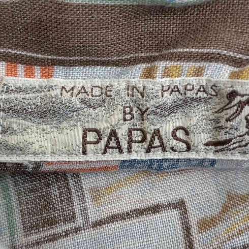 パパス papas リネン100 サーフ柄 アロハシャツ メンズ import:M