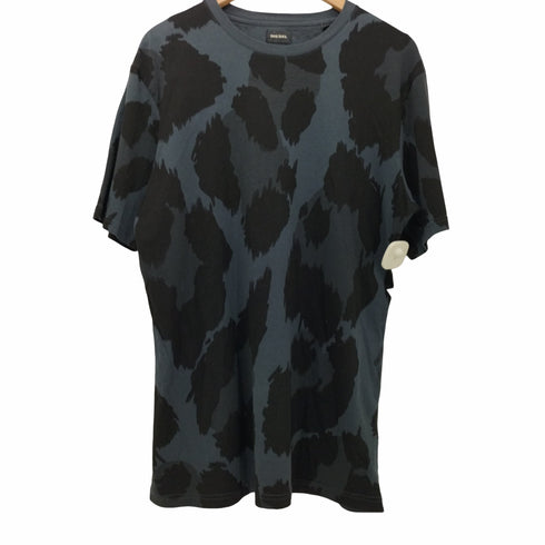 ディーゼル DIESEL 総柄 レザーロゴパッチ クルーネックTシャツ メンズ import:L