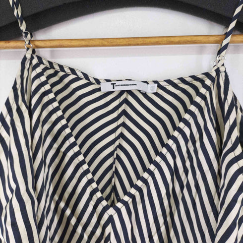 ティーバイアレキサンダーワン T by Alexander Wang バイアスストライプ ノースリーブシルクワンピース レディース UK:6