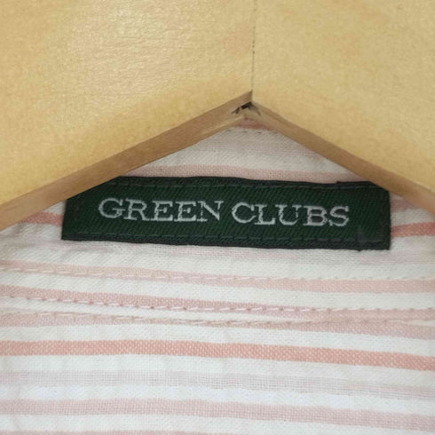 グリーンクラブ GREEN CLUBS キャラクター刺繍 コットンリネン シアサッカーストライプシャツ メンズ JPN:5