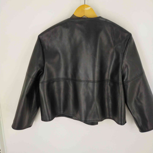 ザラ ZARA ノーカラーレザージャケット レディース import:XS