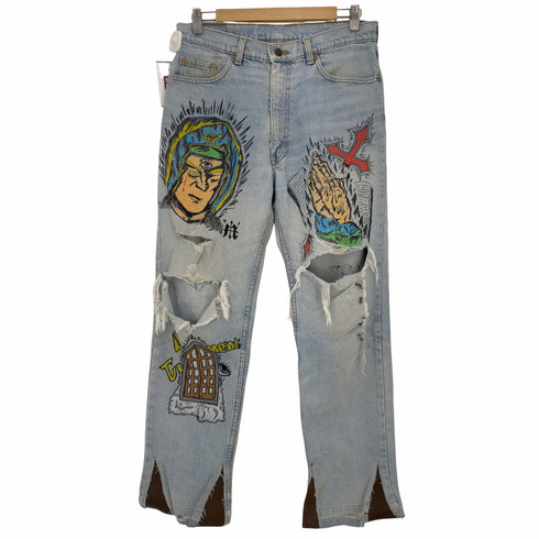 リーバイス Levis ブーツカットリメイク ペイント&ダメージ加工 デニム メンズ W34/L32