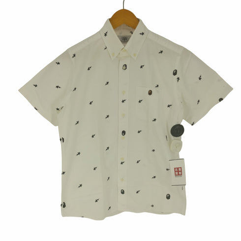 アベイシングエイプ A BATHING APE BAPE STA APE HEAD ベイプスタ プリント 総柄 オックスフォード B.D シャツ メンズ JPN:M