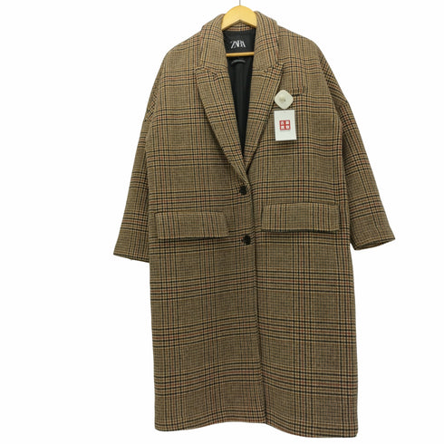 ザラ ZARA チェック チェスターコート ロング ジャケット レディース