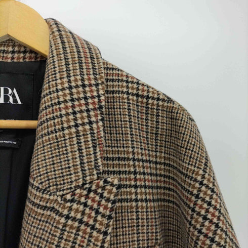 ザラ ZARA チェック チェスターコート ロング ジャケット レディース