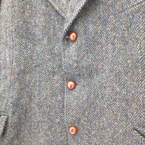 ハリスツイード Harris Tweed 60S ウール ツイード 3Bテーラードジャケット クルミボタン メンズ