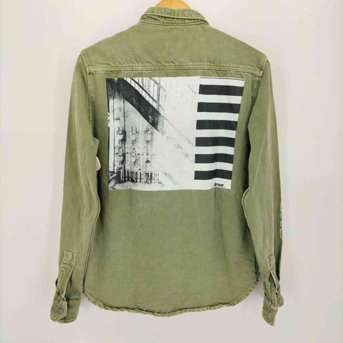 ザラ ZARA DENIM OVERSHIRT バックプリント デニム シャツ ジャケット メンズ import:M
