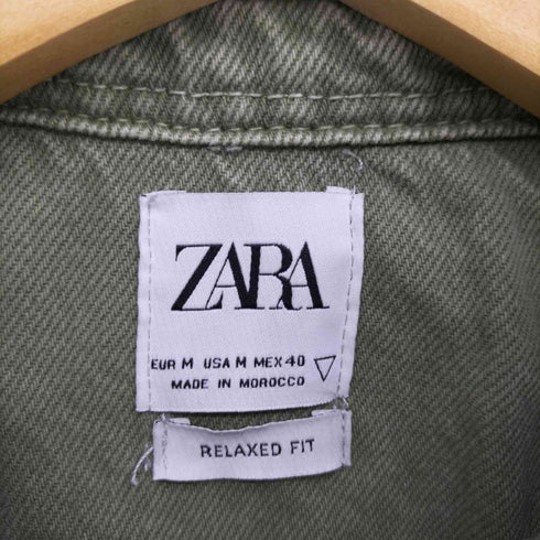 ザラ ZARA DENIM OVERSHIRT バックプリント デニム シャツ ジャケット メンズ import:M
