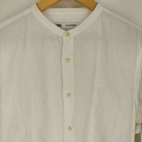 ザラ ZARA TEXTURED LINEN-COTTON SHIRT テクスチャードリネンコットンシャツ メンズ import:M