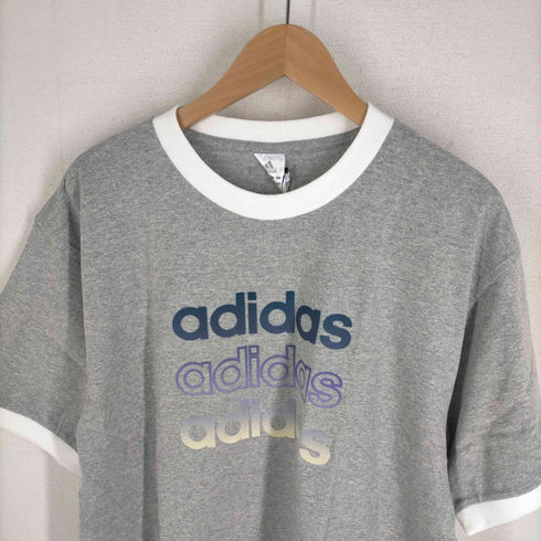 アディダス adidas 00S ロゴプリントクルーネックリンガーTシャツ メンズ XO