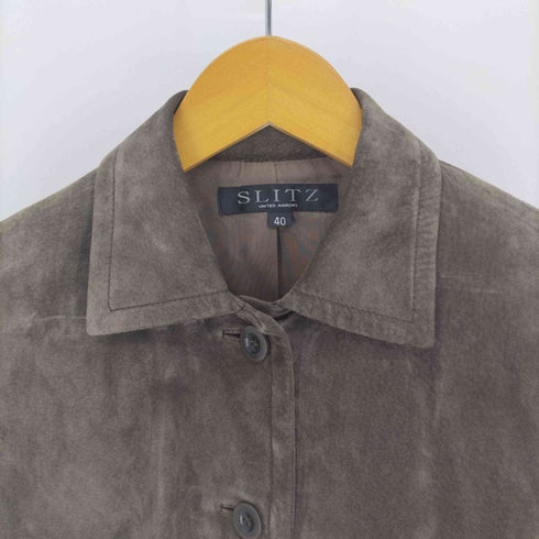 SLITZ ピッグレザー スウェード シャツ ジャケット レディース JPN:40