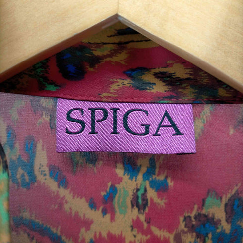スピガ SPIGA 総柄ハイネックバンドカラーシャツ レディース M-L