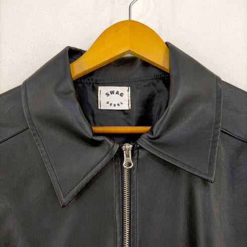 SWAG SEOUL フェイクレザー フライトジャケット メンズ