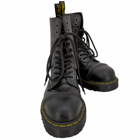 ドクターマーチン Dr.Martens 10ホール厚底ブーツ スチールトゥ アイレット レディース UK:4