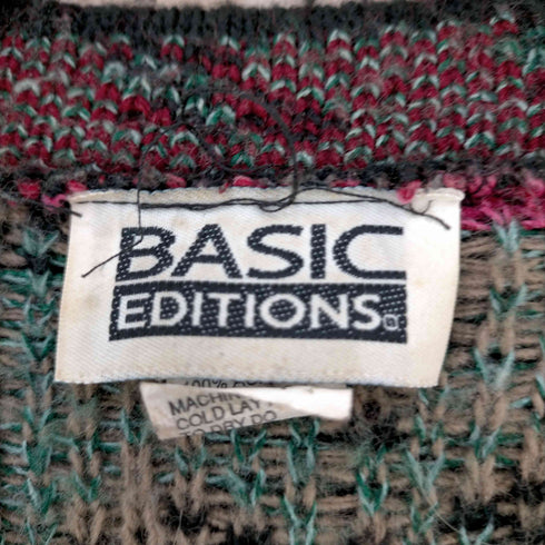ベーシックエディションズ BASIC EDITIONS USA製 ローズ柄 クルーネックニット メンズ import:M