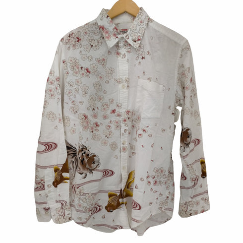 japanese classic script 花旅楽団 桜吹雪プリント L/S シャツ メンズ JPN:M