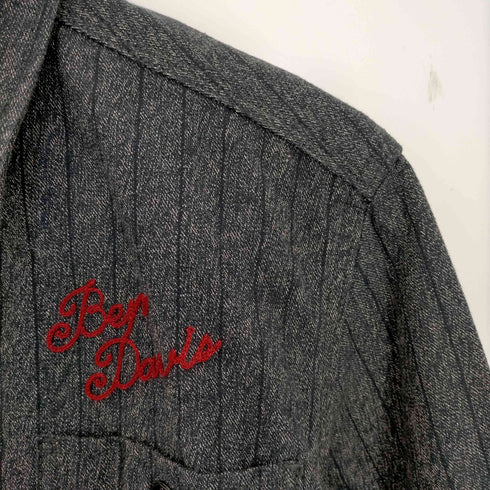 ベンデイビス BEN DAVIS チェーンステッチ刺繍 ストライプワークシャツ メンズ import:S