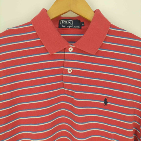 ポロバイラルフローレン Polo by RALPH LAUREN ポニー刺繍ロゴ ボーダー ポロシャツ メンズ import:L