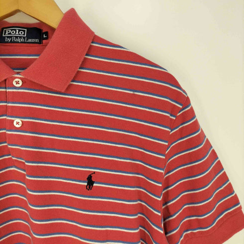 ポロバイラルフローレン Polo by RALPH LAUREN ポニー刺繍ロゴ ボーダー ポロシャツ メンズ import:L