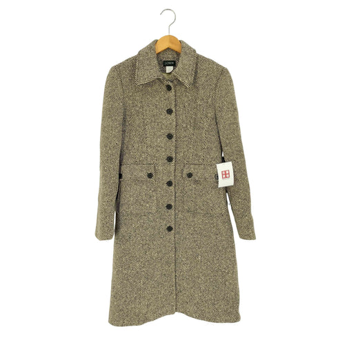 ジェイクルー J.CREW 総柄 フラップポケット ウール ステンカラーコート レディース