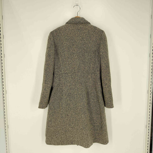 ジェイクルー J.CREW 総柄 フラップポケット ウール ステンカラーコート レディース