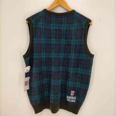 アドミネラルゴルフ Admiral GOLF ウール混 Vネック 刺繍ロゴ ニットベスト メンズ LL