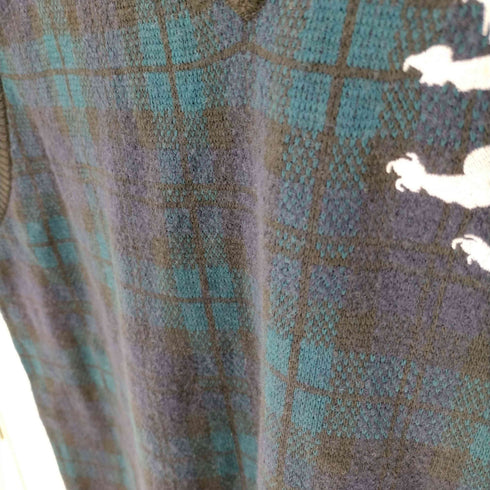 アドミネラルゴルフ Admiral GOLF ウール混 Vネック 刺繍ロゴ ニットベスト メンズ LL