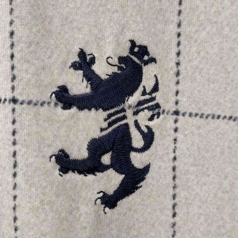 アドミネラルゴルフ Admiral GOLF 刺繍ロゴ 格子柄 ボタンダウン 長袖ポロシャツ メンズ LL