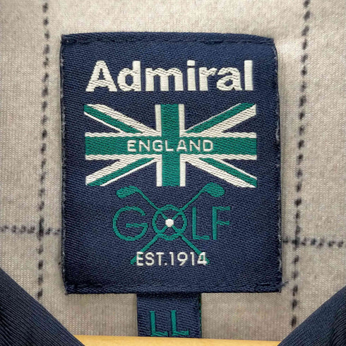 アドミネラルゴルフ Admiral GOLF 刺繍ロゴ 格子柄 ボタンダウン 長袖ポロシャツ メンズ LL
