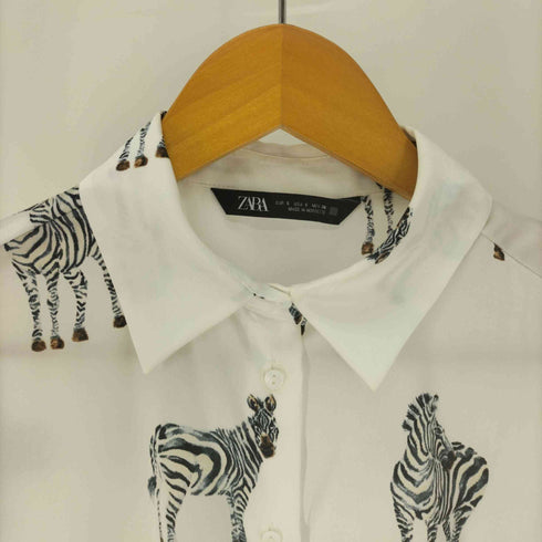 ザラ ZARA ゼブラ アニマル柄 サテン L/S シャツ レディース import:S