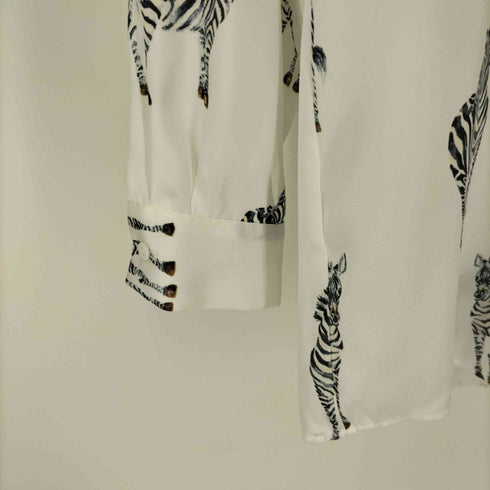 ザラ ZARA ゼブラ アニマル柄 サテン L/S シャツ レディース import:S