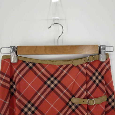 バーバリーブルーレーベル BURBERRY BLUE LABEL ノバチェックスカート レザー レディース DE:38