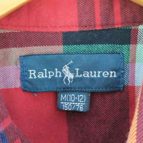 ラルフローレン RALPH LAUREN ポニー刺繍 チェックボタンダウンシャツ レディース import:M