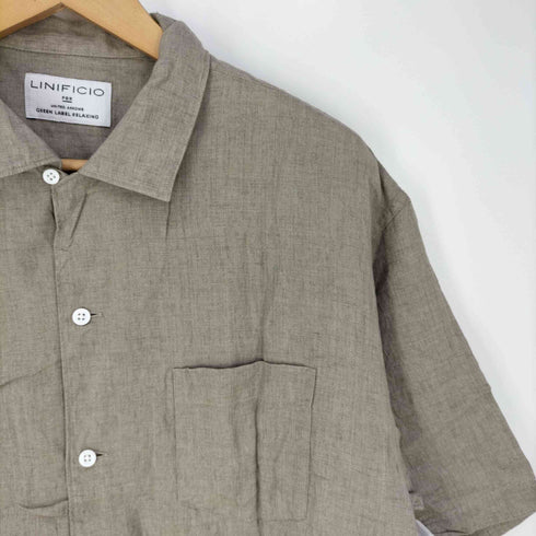 ユナイテッドアローズグリーンレーベルリラクシング UNITED ARROWS green label relaxing SC LINI/DELAVE ONE-UP 開襟オープンカラーリネンシャツ メンズ JPN:XL