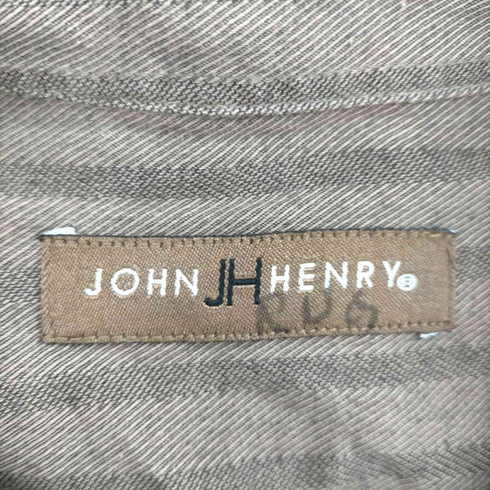 ジョンヘンリー JOHN HENRY ストライプ柄 レギュラーカラー長袖シャツ メンズ import:XL