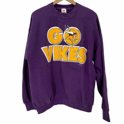 フルーツオブザルーム FRUIT OF THE LOOM USA製 GO VIKES プリントスウェット メンズ import:XL