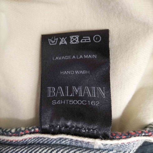 バルマン BALMAIN コーティングデニムバイカーパンツ メンズ 28