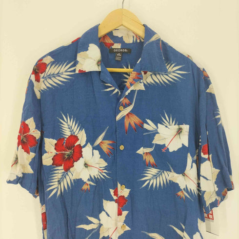ジョージズ GEORGE 00S 総柄 レーヨン ポケット オープンカラー アロハ シャツ メンズ import:M