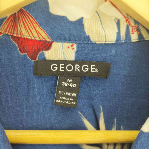 ジョージズ GEORGE 00S 総柄 レーヨン ポケット オープンカラー アロハ シャツ メンズ import:M