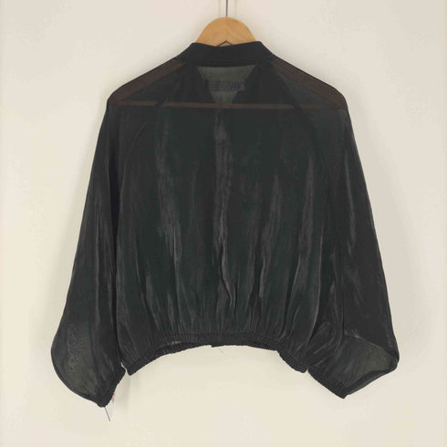 ザラ ZARA ドルマン スリーブ サテン シアー MA-1 フライト ボンバー ジャケット レディース import:M