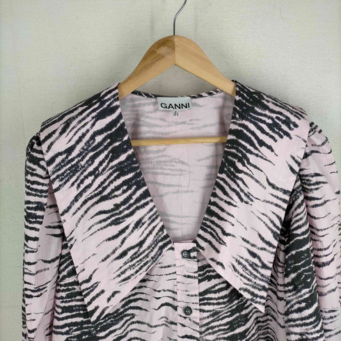 ガニー Ganni Printed Cotton V-neck Shirt ゼブラプリントブラウス レディース 40